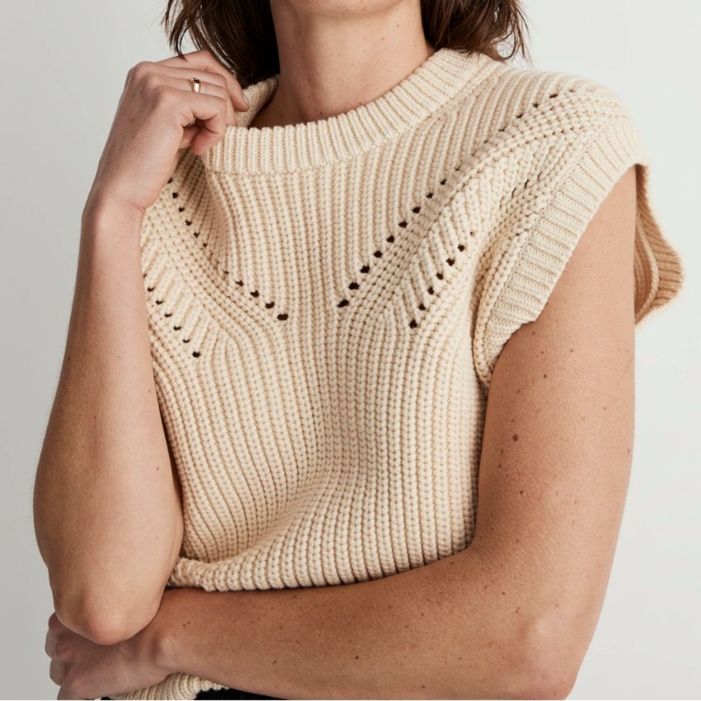 Madewell Cream Knit Sweater Vest